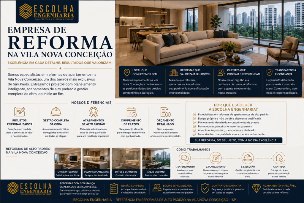 Empresa de reforma na Vila Nova Conceição