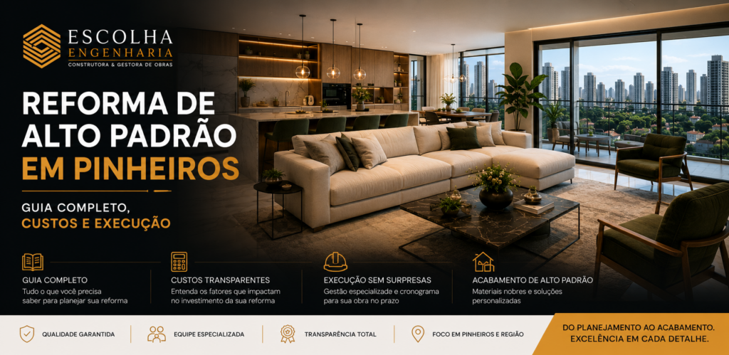 Quanto custa reformar um apartamento em Pinheiros em 2026