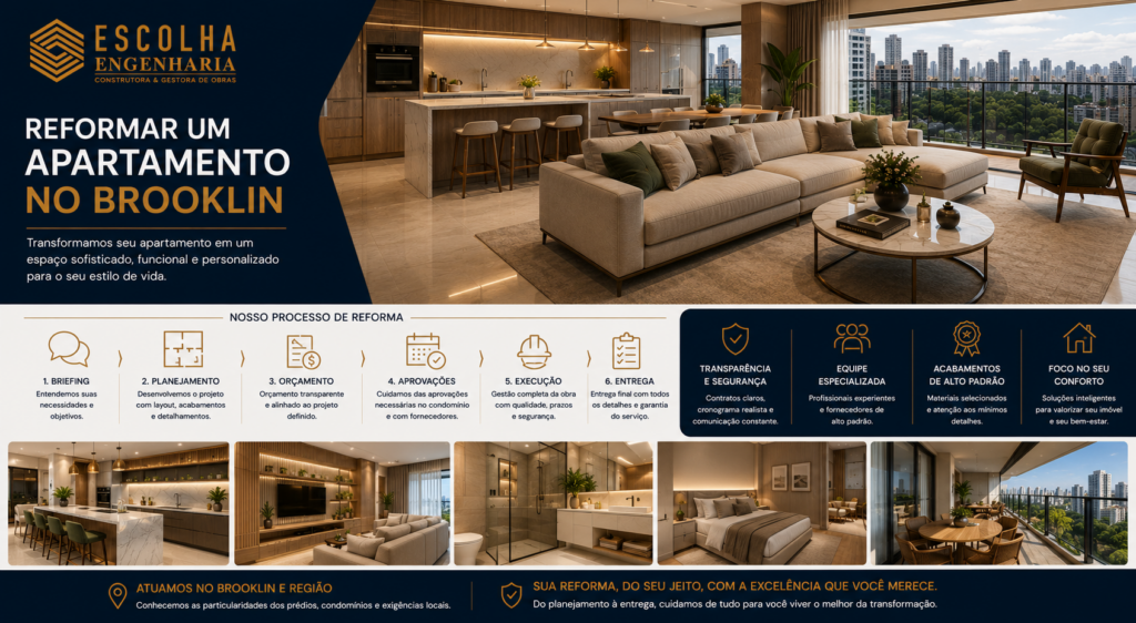 Quanto custa reformar um apartamento no Brooklin
