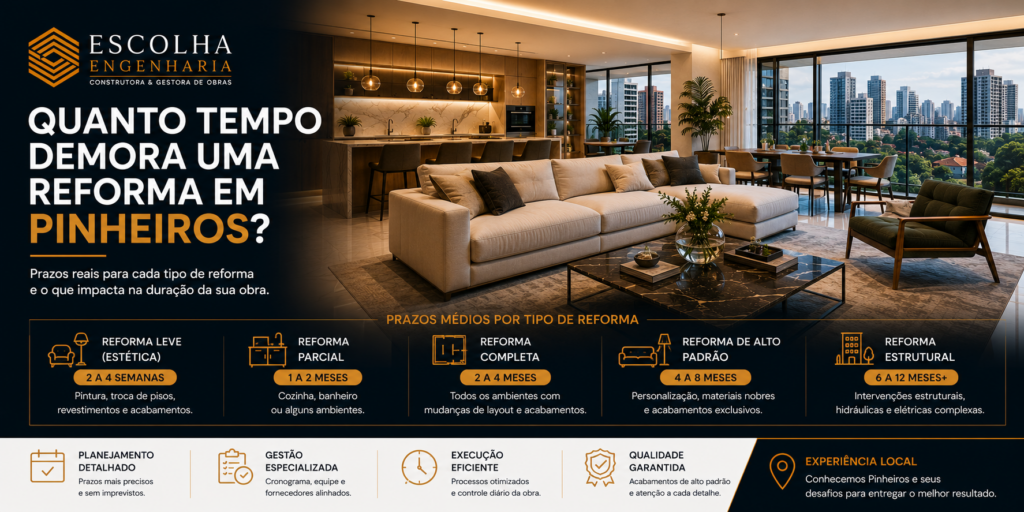 Quanto tempo demora uma reforma em Pinheiros