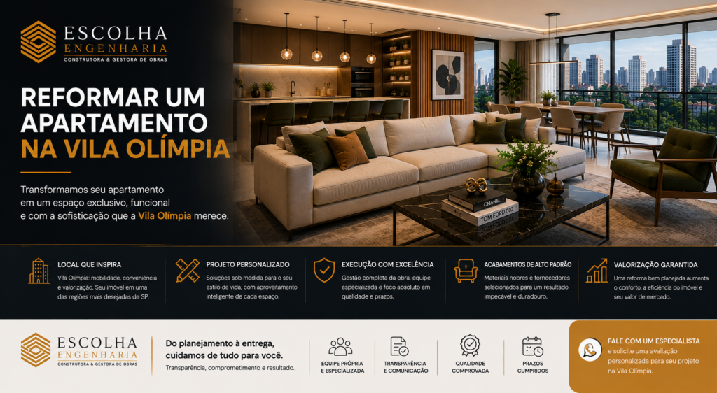 reformar um apartamento na Vila Olímpia
