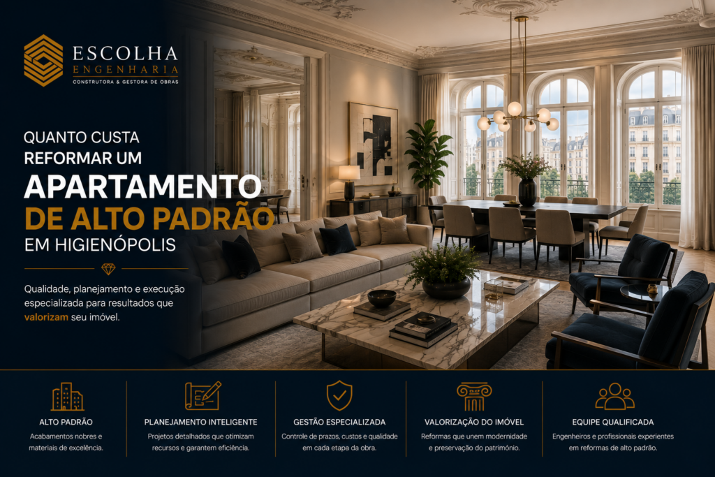 Quanto custa reformar um apartamento de alto padrão em Higienópolis