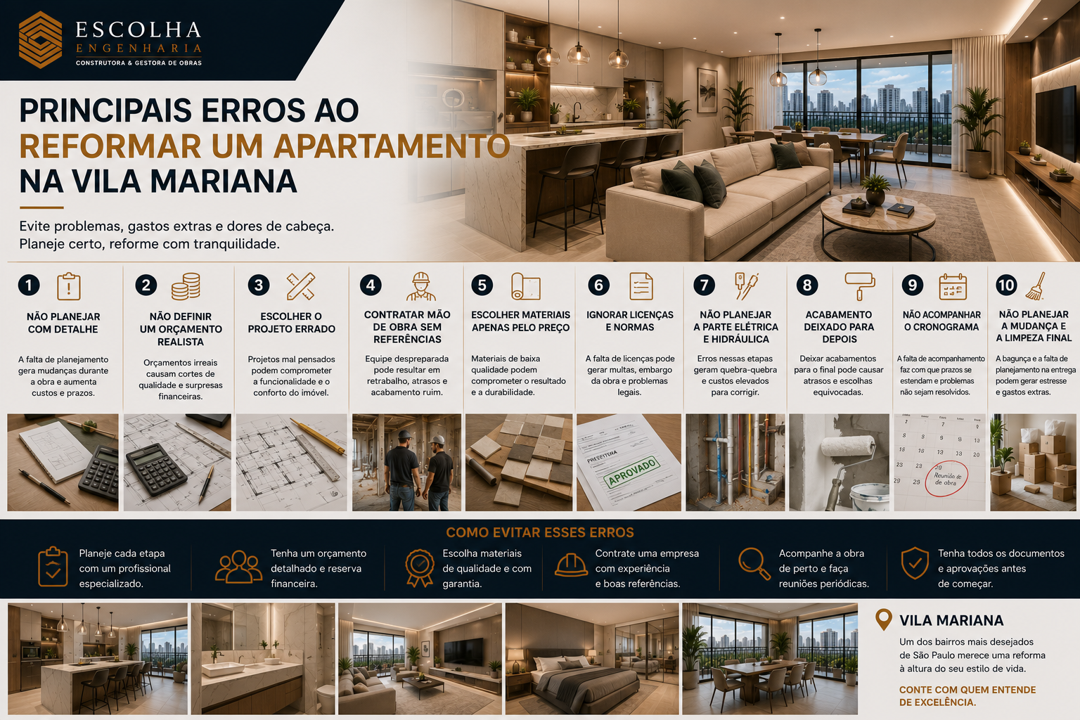 erros ao reformar um apartamento na Vila Mariana